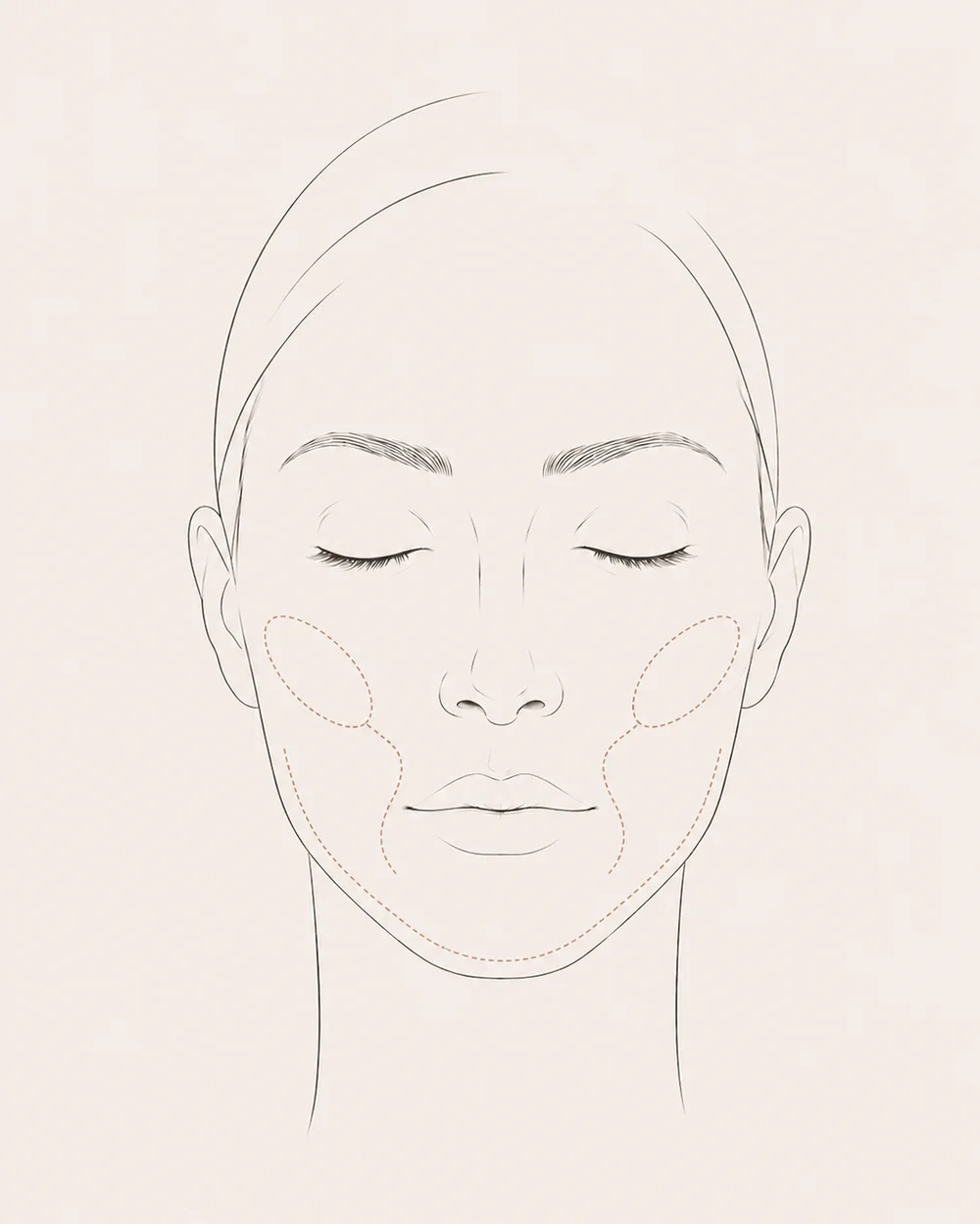 Portrait femme regard vers le bas, joue cou clavicule, peau lumineuse